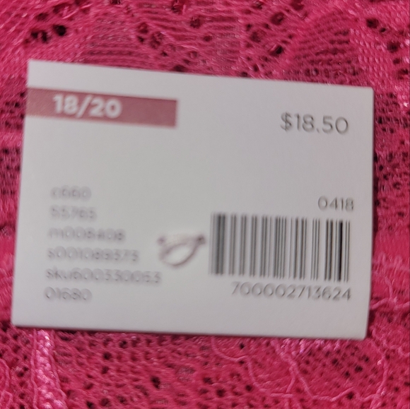 NEW NWT Cacique Plus Size Vibrant Pink Lace Thong With Bows Size 18/20 - Picture 5 of 6